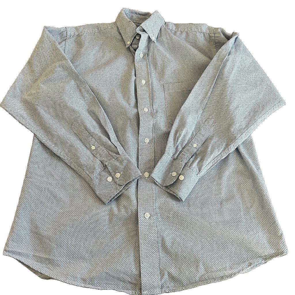 Pintlar Men's Medium Blue On Blue Polka Dot Long Sleeve Button Down Shirt